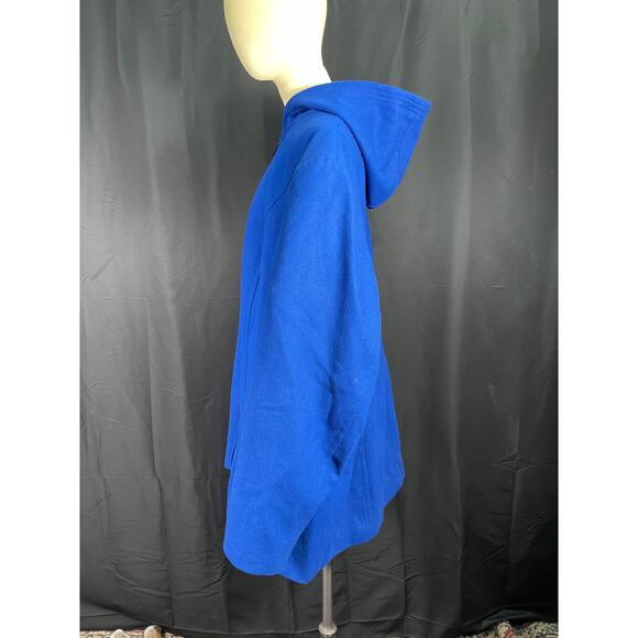 London Fog 4X Electric Blue Woman's Hooded Zip Up  Wool Blend Coat, Plus Size - Picture 9 of 11